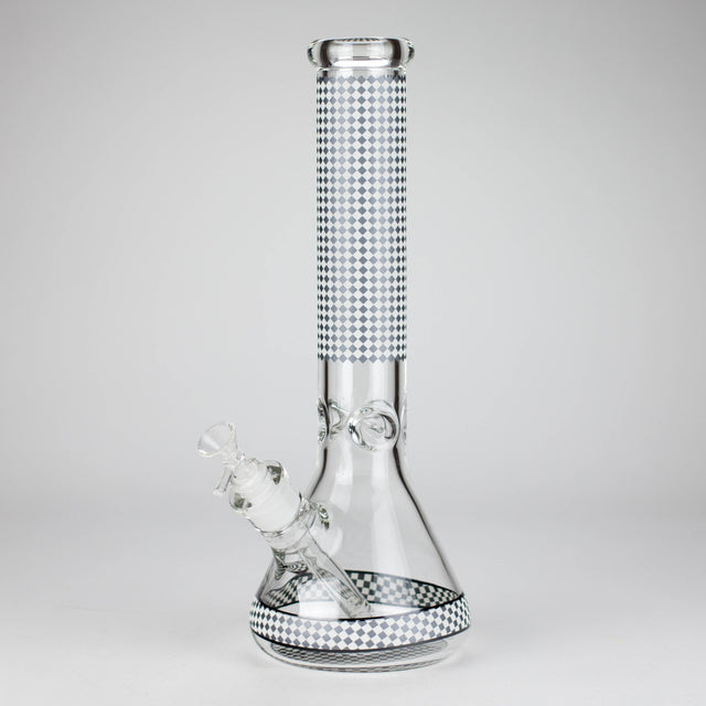 15" Grid Pattern Beaker Bong – Glow in the Dark Glass Bong RMG WHOLESALE