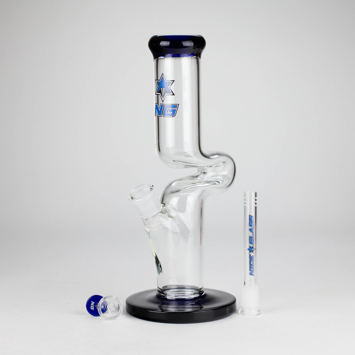 NG | 12" Zong Straight Bong – Colored Base & Slitted Downstem [G1103] Glass Bong High-End Brands Glass