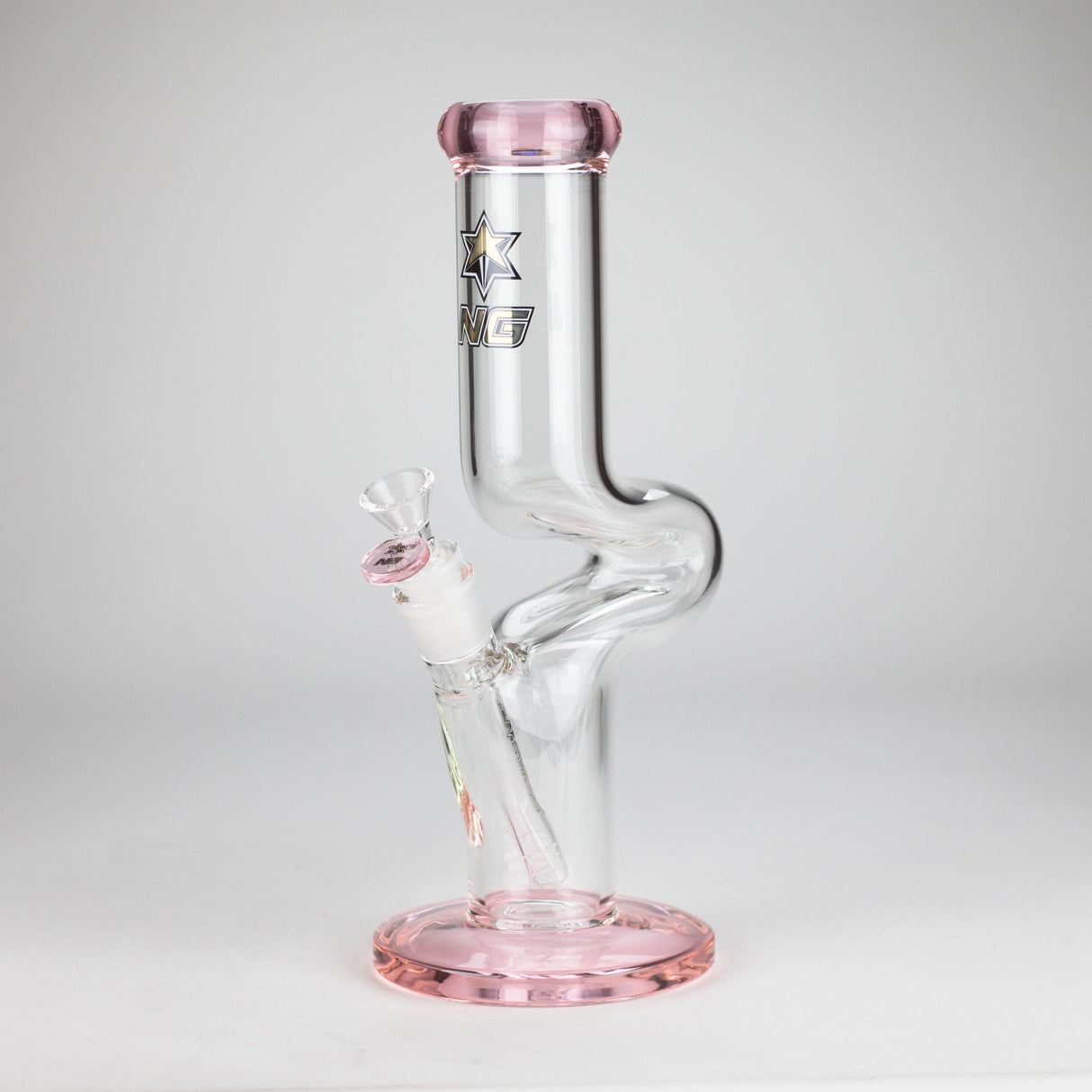 NG | 12" Zong Straight Bong – Colored Base & Slitted Downstem [G1103] Glass Bong High-End Brands Glass PINK