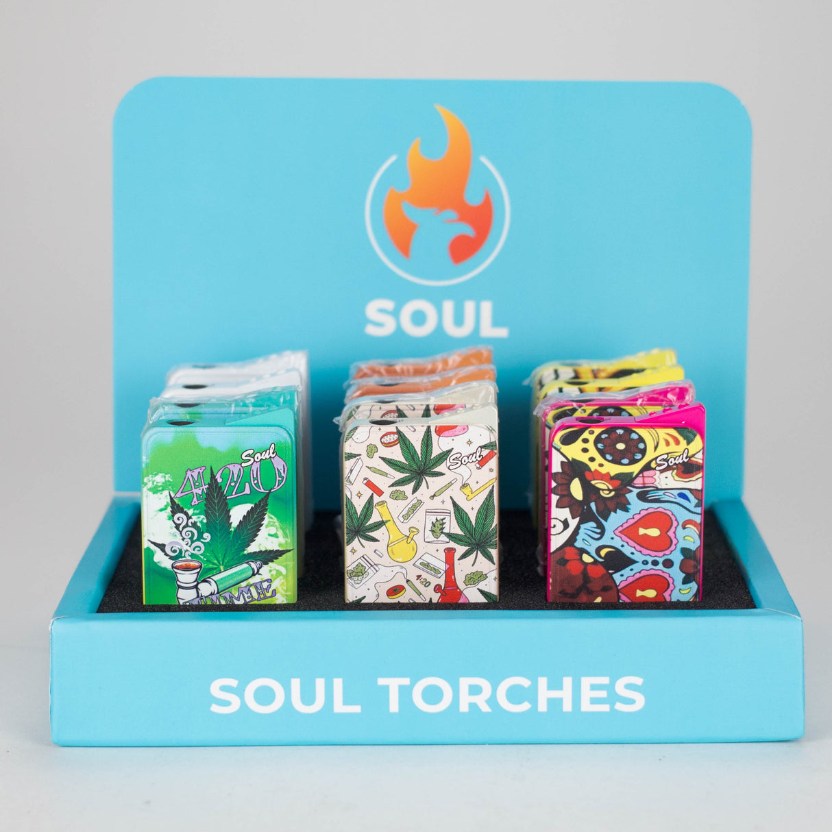 Soul Torches | Multi Color Torch lighter - 12 Count Display [1805] Torch Canadian Distributor
