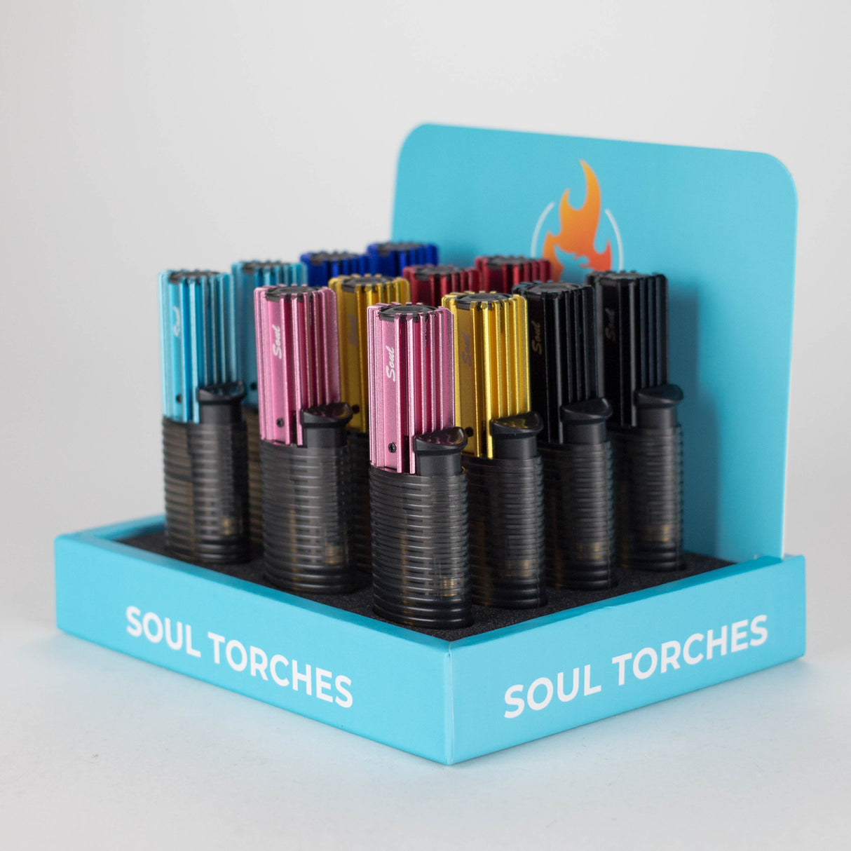Soul Torches | Multi Color Torch lighter - 12 Count Display [1818] Torch Canadian Distributor