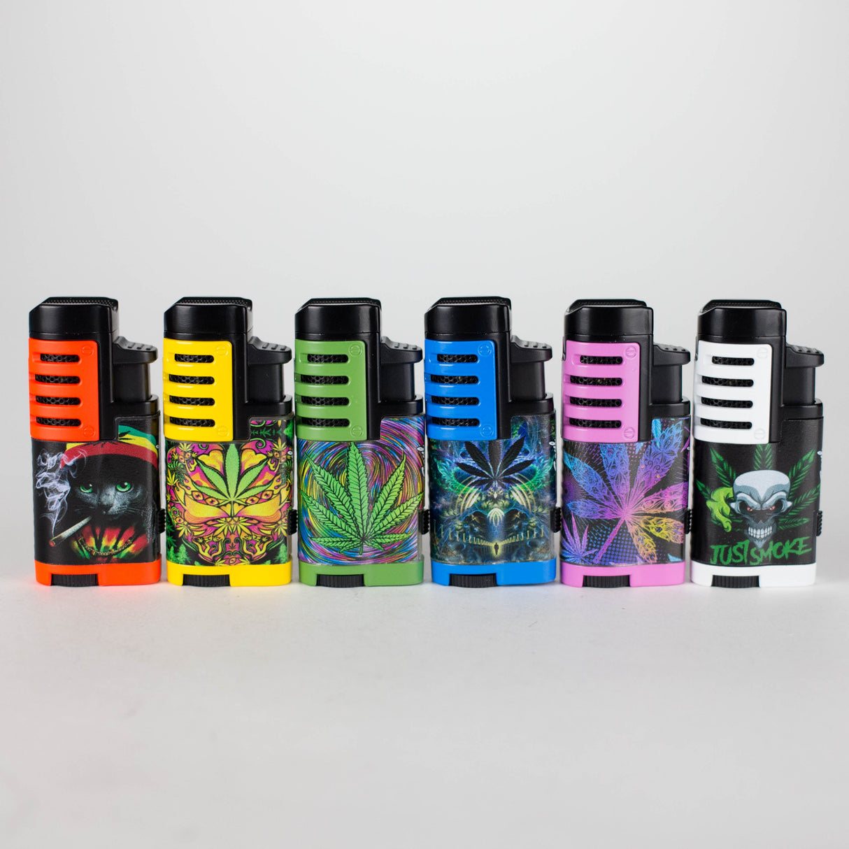 Soul Torches | Multi-Color Triple Jet Flame Torch Lighter with Cigar Punch – 12 Count Display [Model 1807] Torch Canadian Distributor