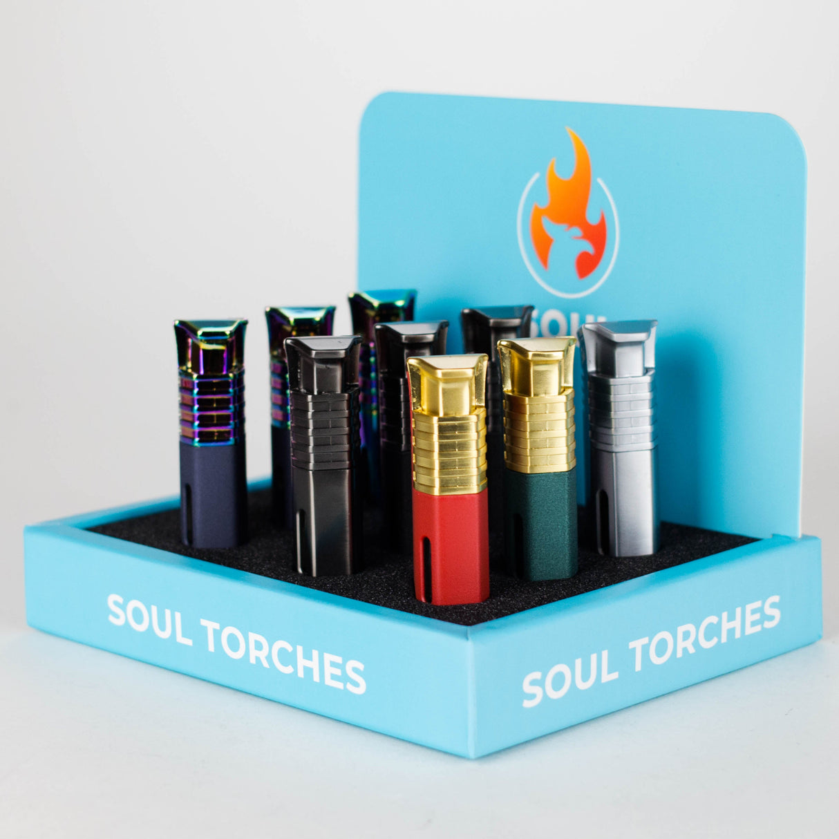 Soul Torches | Multi Color Torch lighter - 9 Count Display [1808] Torch Canadian Distributor