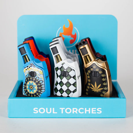Soul Torches | Multi Color Torch lighter - 9 Count Display [1813] Torch Canadian Distributor