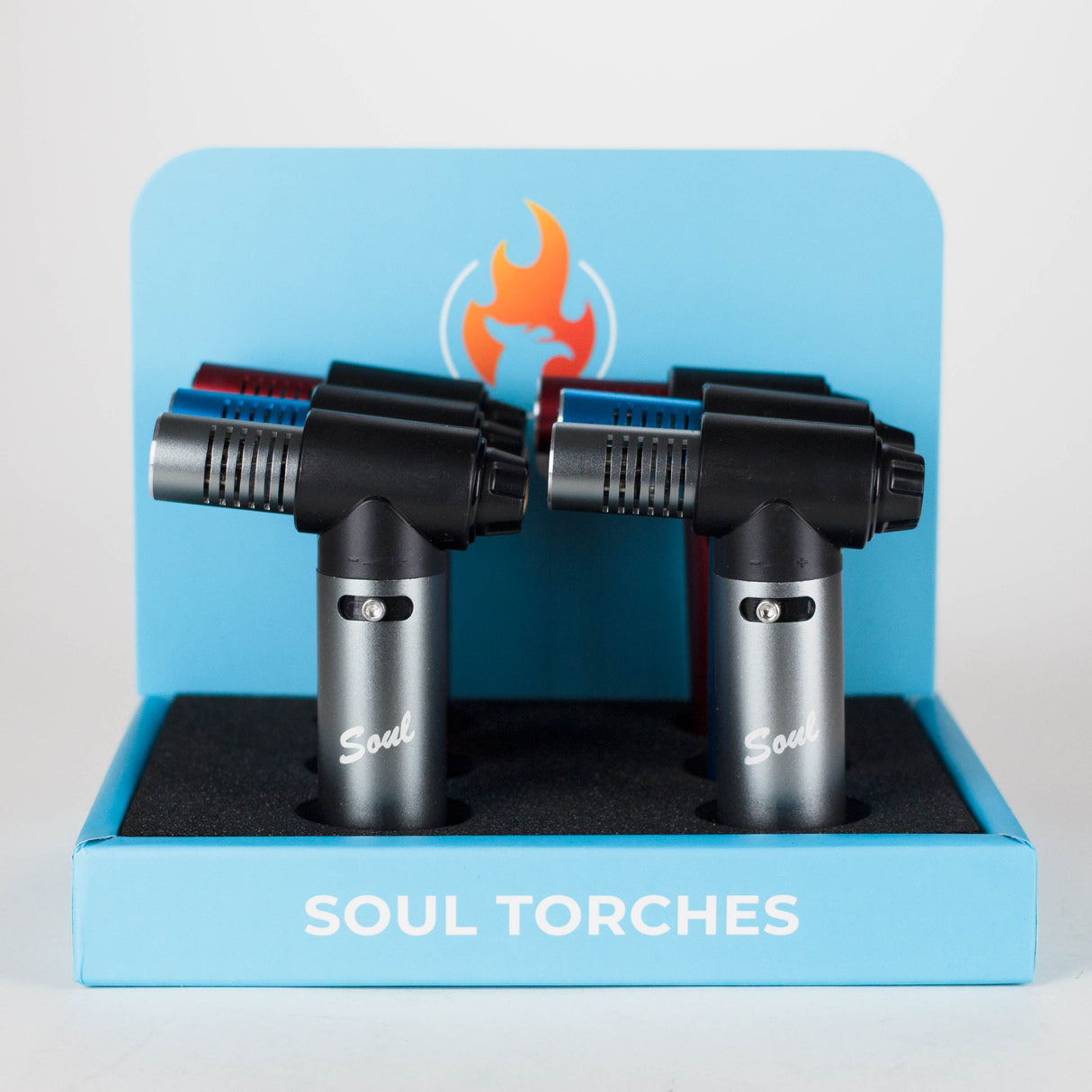 Soul Torches | Multi Color Torch Lighter – 6 Count Display [1804] | 4-Jet Flames Torch Canadian Distributor