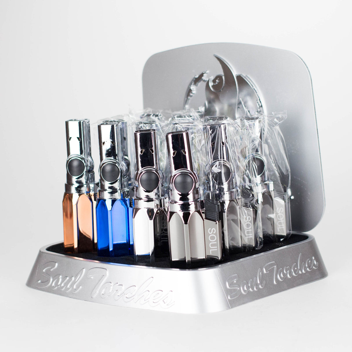 Soul Torch | 4 Jet Flames Torch Lighter – 12 Count Display [15169] | Rotatable Angle Nozzle Torch Canadian Distributor