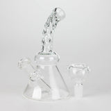 6" Twist Neck Glass Bong with Water Diffuser | 14mm Bowl Joint | Stemless Design Glass Bong Bongzie Smokes