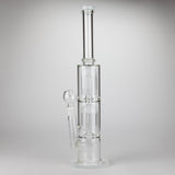 16" Color accented double percolator glass bong Glass Bong Bongzie Smokes WHITE