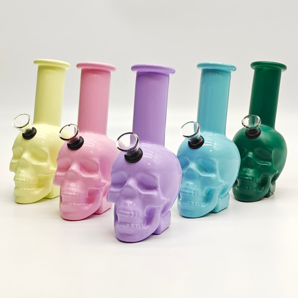 6" Macaron Skull Waterpipe 10Pcs/Box Glass Bong Super Supplys Inc