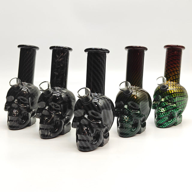 6" Carbon Fiber Skull Beaker Waterpipe 10Pcs/Box Resin · Silicone · Plastic Bong Super Supplys Inc