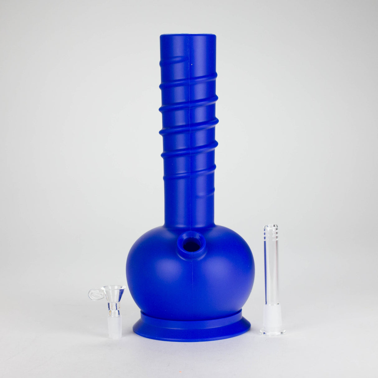 HIT | 12" Silicone Round Water Pipe - with Glass Bowl and Downstem Resin · Silicone · Plastic Bong NIBO Distribution Blue
