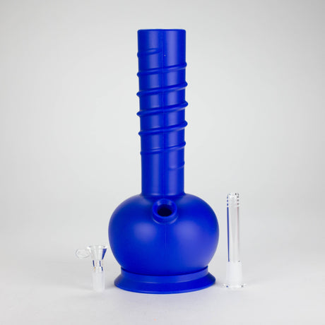 HIT | 12" Silicone Round Water Pipe - with Glass Bowl and Downstem Resin · Silicone · Plastic Bong NIBO Distribution Blue