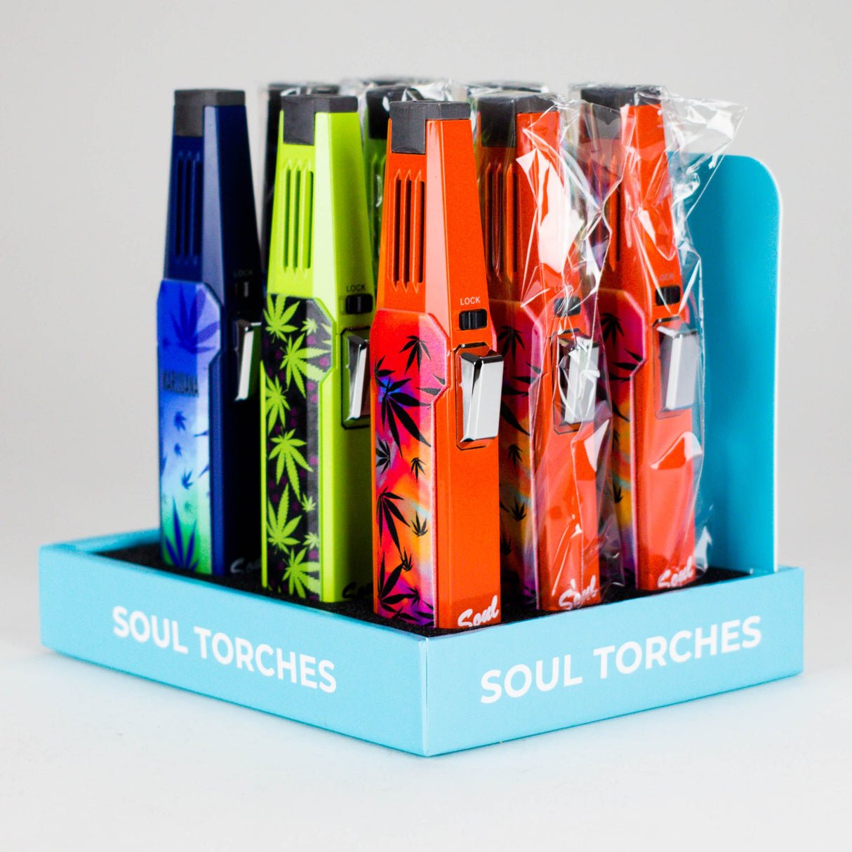 Soul Torches | Multi Color Torch lighter - 9 Count Display [1823] Torch Canadian Distributor