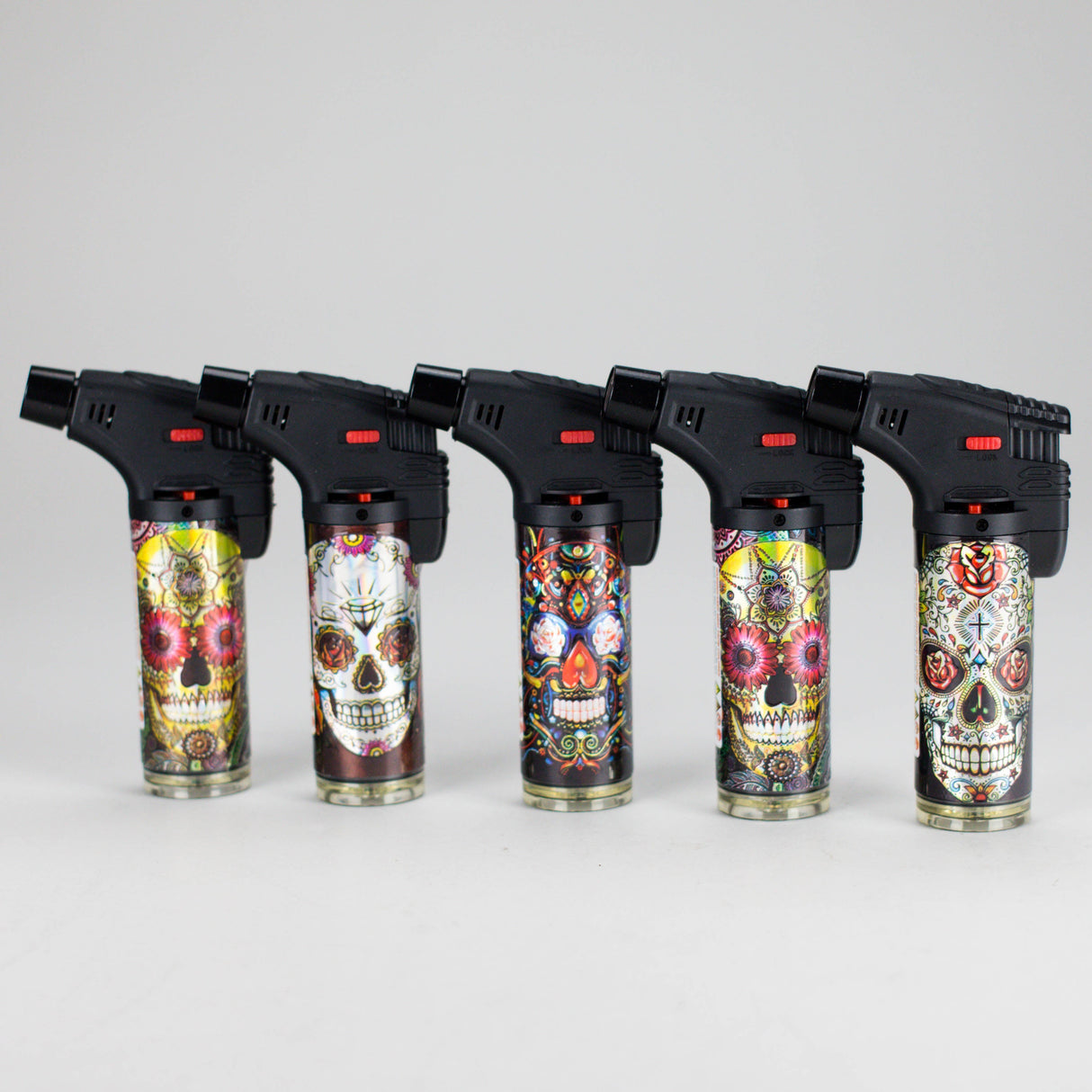 BOOOM | Refillable Torch Lighter [YO-1027] – 15 Count Display Torch Canadian Distributor Sugar Skull (Design G)