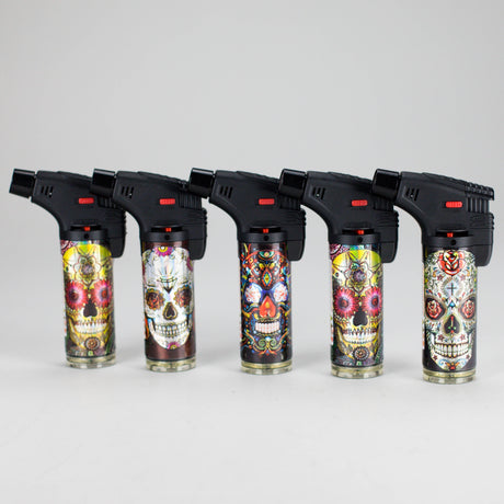 BOOOM | Refillable Torch Lighter [YO-1027] – 15 Count Display Torch Canadian Distributor Sugar Skull (Design G)