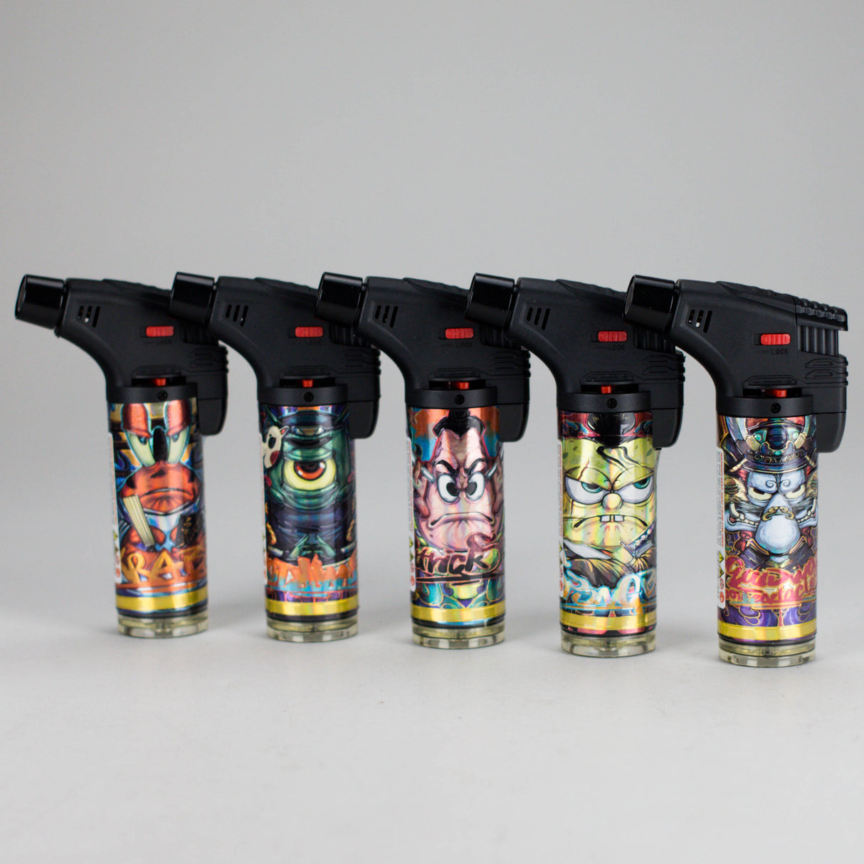 BOOOM | Refillable Torch Lighter [YO-1027] – 15 Count Display Torch Canadian Distributor Cartoon (Design I)
