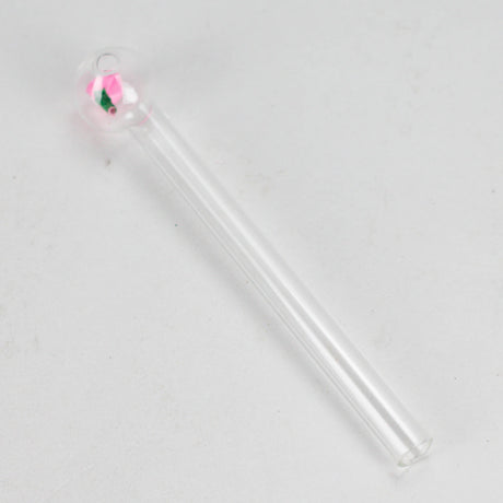 6" Clear Rose Oil Burner Pipe – Durable Glass – 4 Pack Oil Burner RMG WHOLESALE