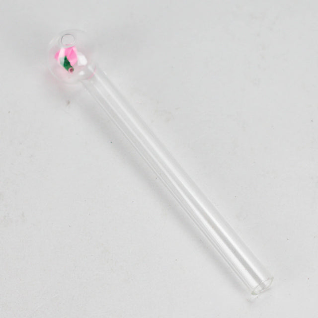 6" Clear Rose Oil Burner Pipe – Durable Glass – 4 Pack Oil Burner RMG WHOLESALE