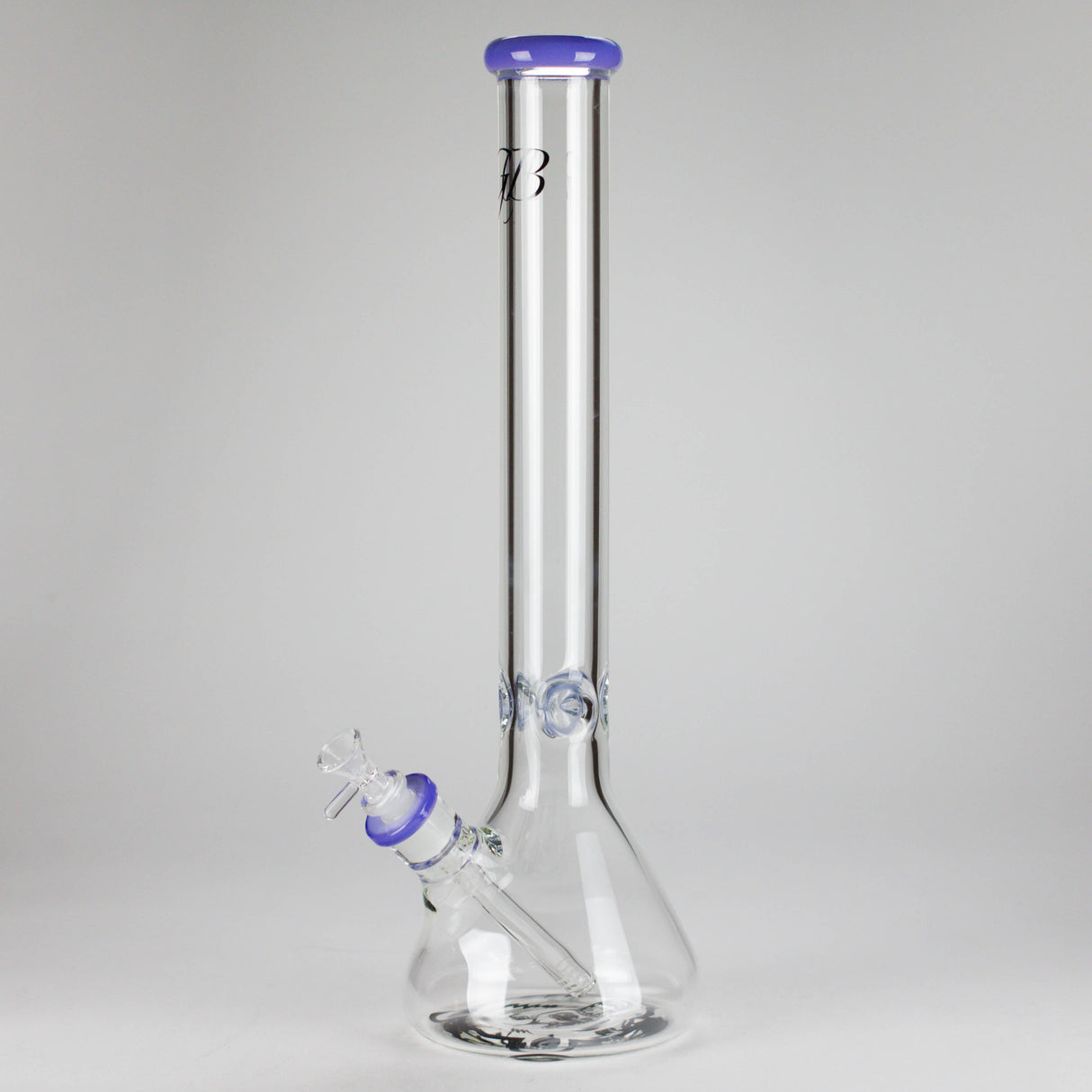 GB | 17" Tall Color Accented Beaker Bong – Slim Straight Tube with Downstem and Bowl Glass Bong RMG WHOLESALE New Purple