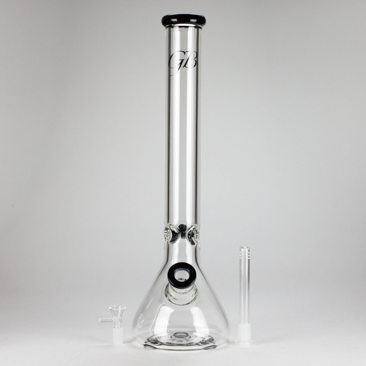 GB | 17" Tall Color Accented Beaker Bong – Slim Straight Tube with Downstem and Bowl Glass Bong RMG WHOLESALE