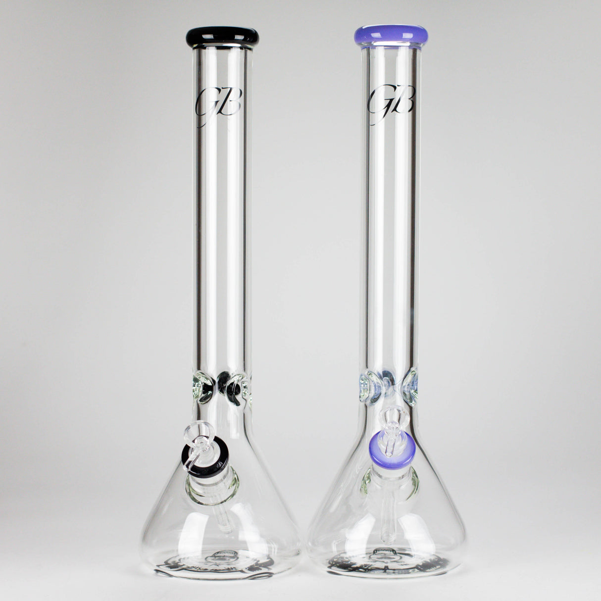 GB | 17" Tall Color Accented Beaker Bong – Slim Straight Tube with Downstem and Bowl Glass Bong RMG WHOLESALE