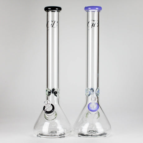 GB | 17" Tall Color Accented Beaker Bong – Slim Straight Tube with Downstem and Bowl Glass Bong RMG WHOLESALE