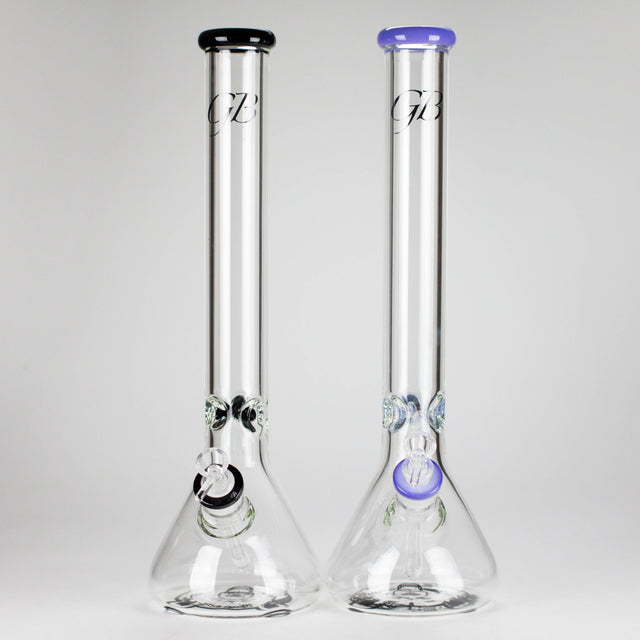 GB | 17" Tall Color Accented Beaker Bong – Slim Straight Tube with Downstem and Bowl Glass Bong RMG WHOLESALE