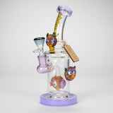 Cheech | 10" Wise Owl Rig-CHE-106 Glass Bong Smoking Cat Distribution Purple