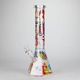 Cheech & Chong® Glass | 15" Tall Clear Power To The Flower Dual Chamber Hex Beaker Base Water Pipe Glass Bong West Coast Gifts