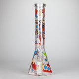 Cheech & Chong® Glass | 15" Tall Clear Power To The Flower Dual Chamber Hex Beaker Base Water Pipe Glass Bong West Coast Gifts