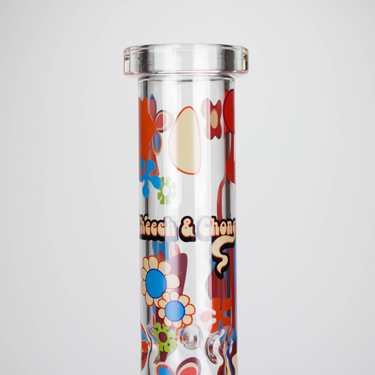 Cheech & Chong® Glass | 15" Tall Clear Power To The Flower Dual Chamber Hex Beaker Base Water Pipe Glass Bong West Coast Gifts