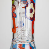 Cheech & Chong® Glass | 15" Tall Clear Power To The Flower Dual Chamber Hex Beaker Base Water Pipe Glass Bong West Coast Gifts