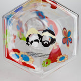 Cheech & Chong® Glass | 15" Tall Clear Power To The Flower Dual Chamber Hex Beaker Base Water Pipe Glass Bong West Coast Gifts