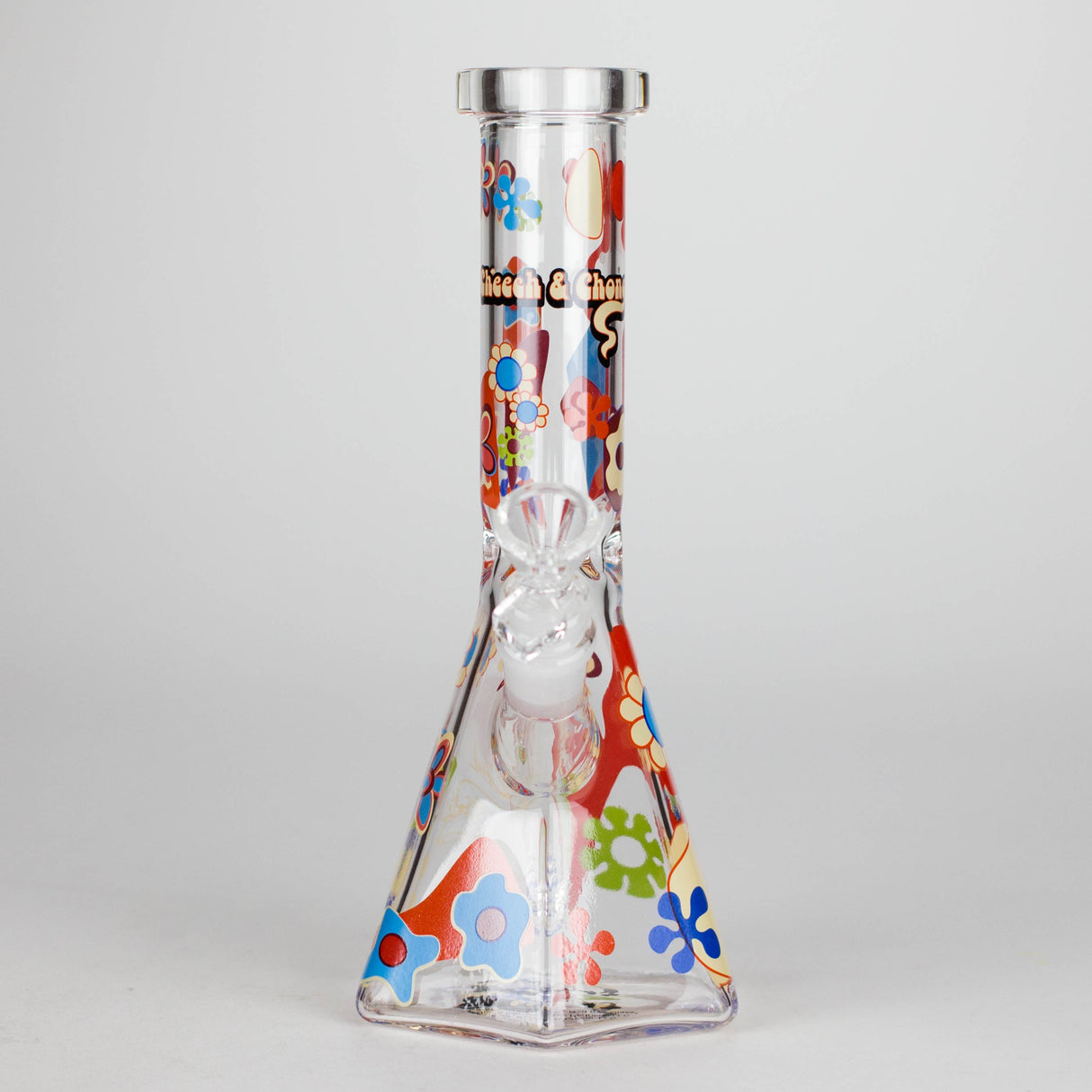 Cheech & Chong® Glass | 10" Tall Clear Power To The Flower Hex Beaker Base Water Pipe Glass Bong West Coast Gifts