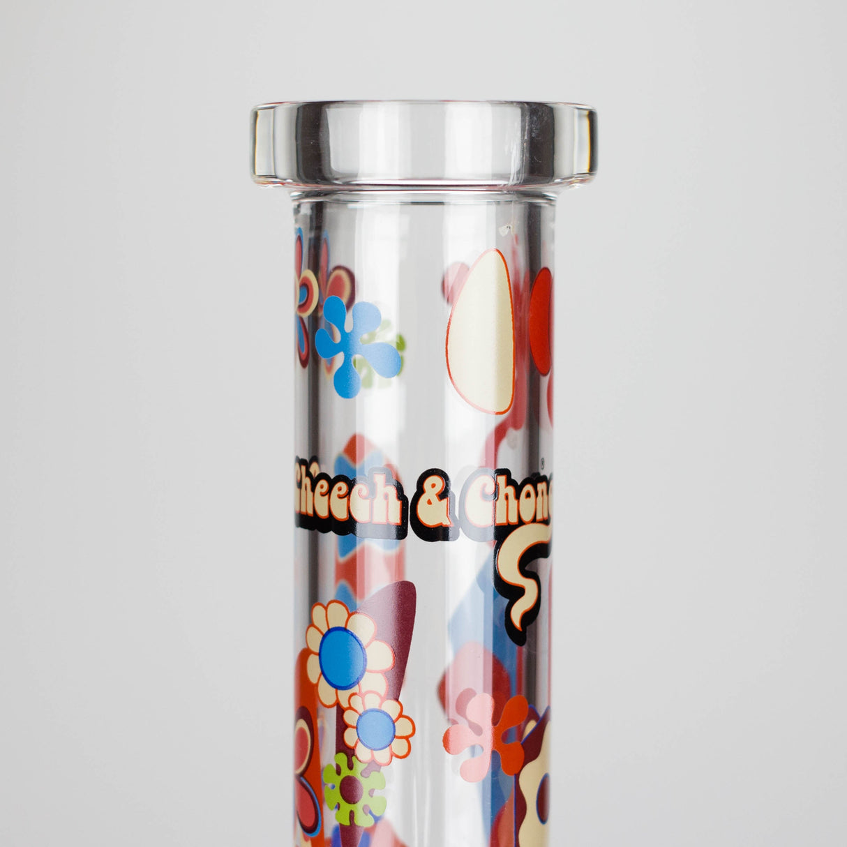 Cheech & Chong® Glass | 10" Tall Clear Power To The Flower Hex Beaker Base Water Pipe Glass Bong West Coast Gifts