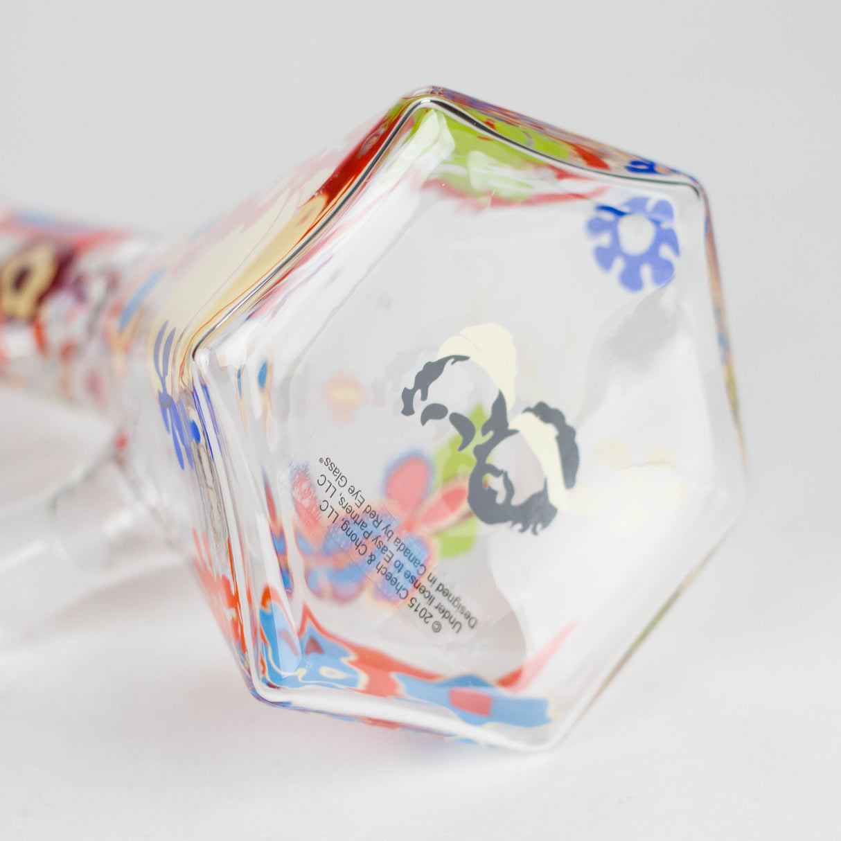 Cheech & Chong® Glass | 10" Tall Clear Power To The Flower Hex Beaker Base Water Pipe Glass Bong West Coast Gifts