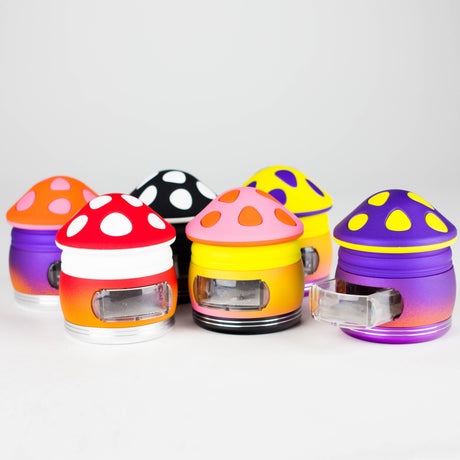 3.2" Mushroom House Grinder with One-Touch Tray – Box of 6 Display Pack 777 Smoke