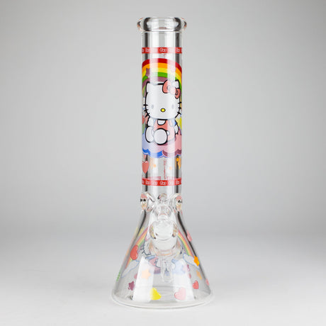 14" 7mm Glass Beaker Bong with Kitty Design and Ice Catcher Glass Bong 777 Smoke Design2