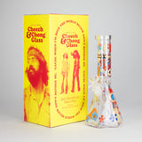 Cheech & Chong® Glass | 10" Tall Clear Power To The Flower Hex Beaker Base Water Pipe Glass Bong West Coast Gifts
