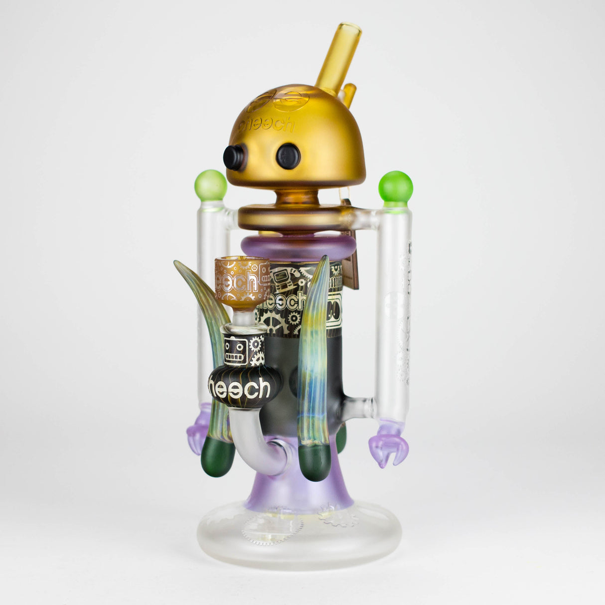 Cheech | 12″ AI Bubble Bot Deluxe bong – CHE‑30x Glass Bong Smoking Cat Distribution Gold (CHE-309)