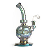 Red Eye Tek® | 11" Tall Metallic Terminator Finish Swiss Globe Rig Glass Rig West Coast Gifts Green