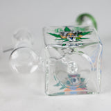 5" Square Glass Bong with Cartoon Design – Color Accented Glass Bong 777 Smoke
