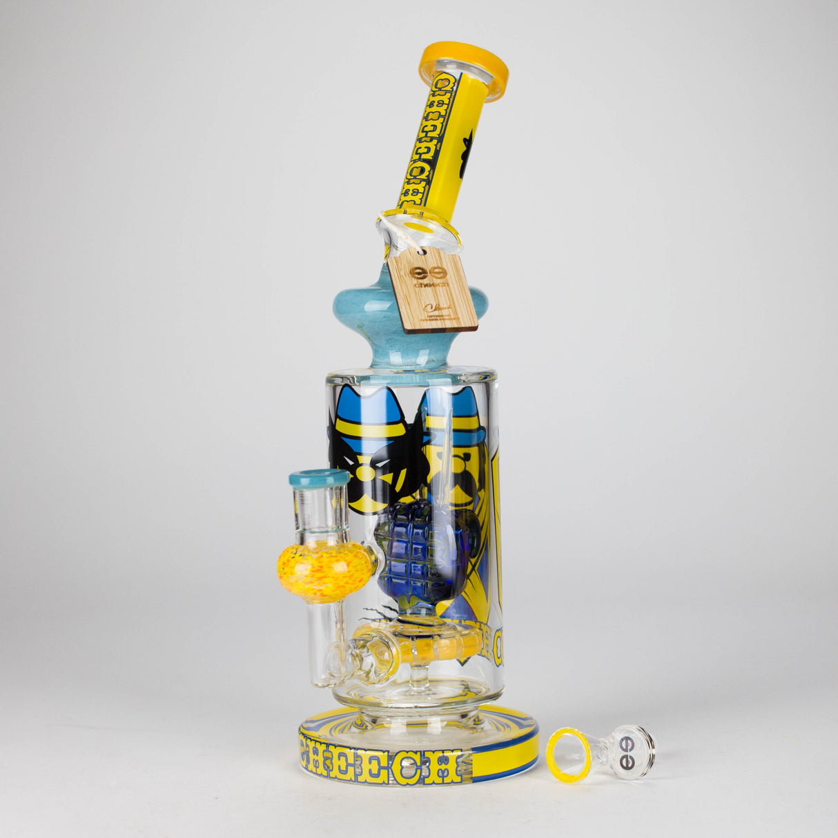 Cheech Glass | 12" Bandito Mask Tube Bong – CHE-359 Glass Bong Smoking Cat Distribution