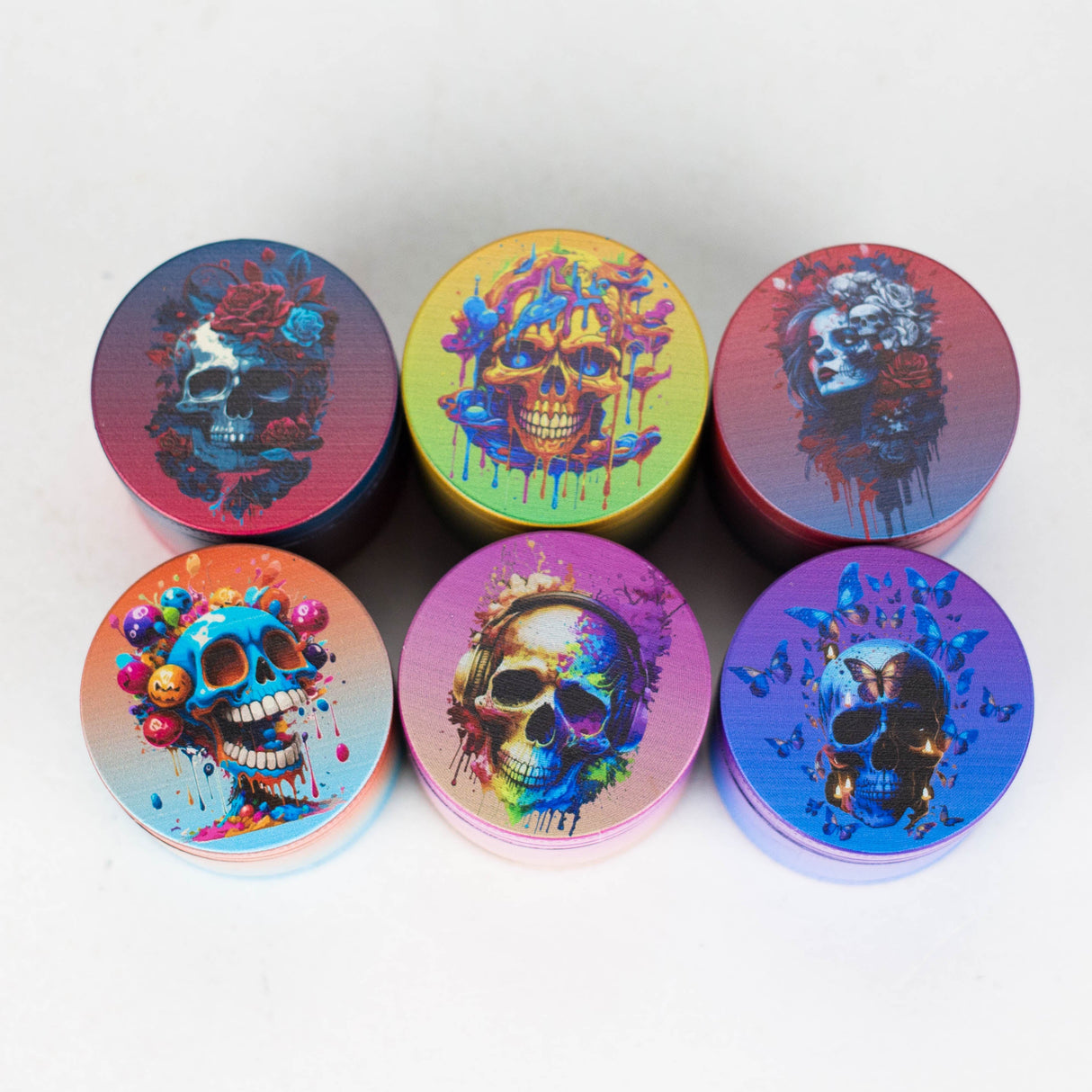 1.5" 4-Layer Metal Grinder – Rose Skull Design | Box of 12 Display Pack 777 Smoke