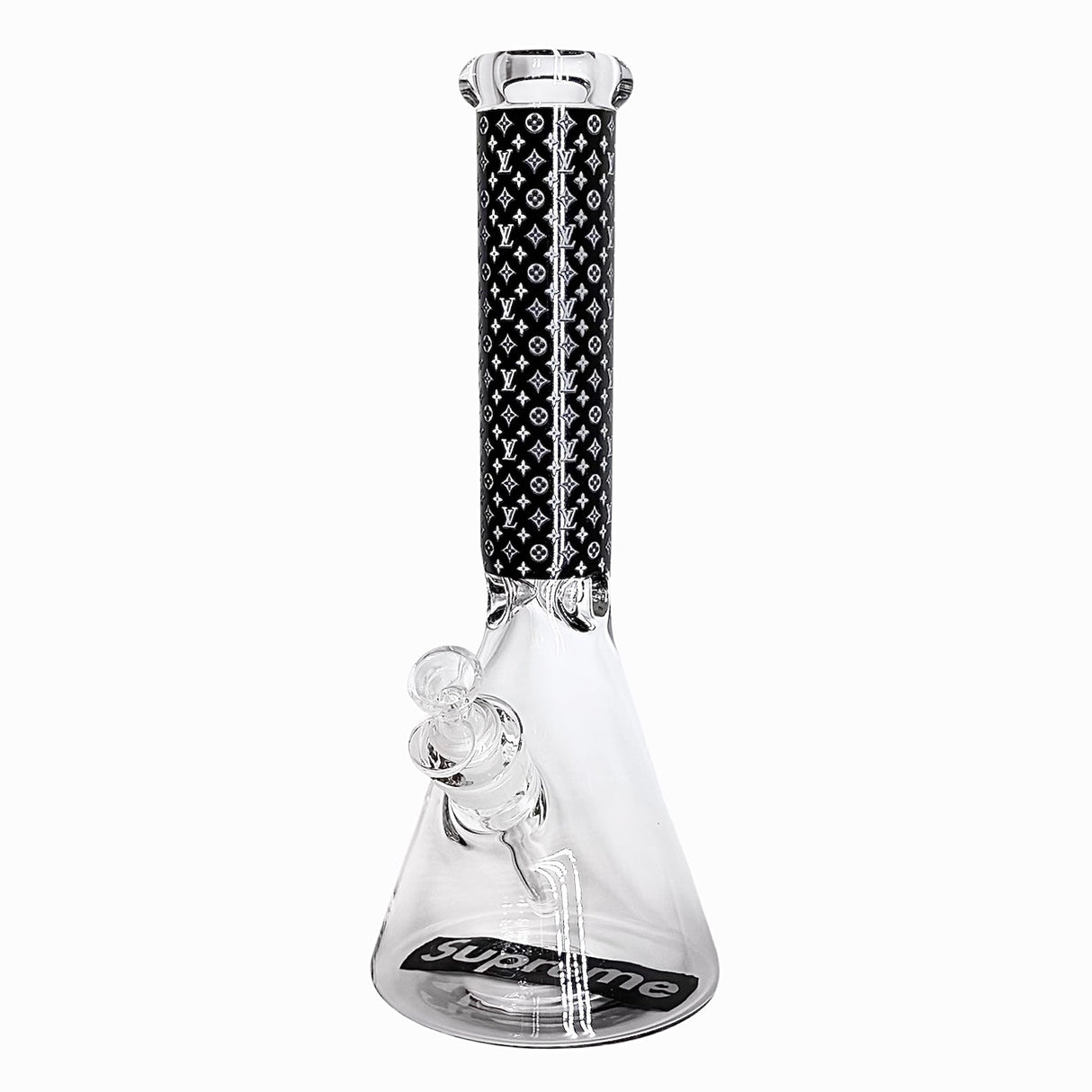 14" Stylish Glow-in-the-Dark Glass Bong – 7mm Thick Glass Bong Super Supplys Inc Black