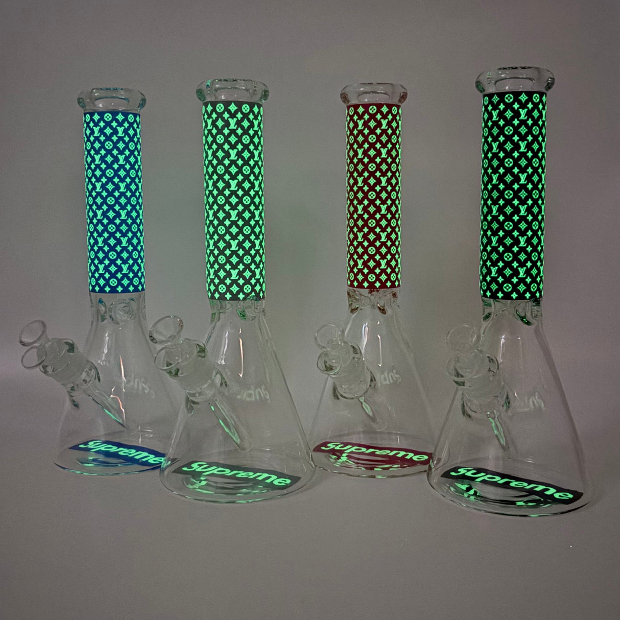 14" Stylish Glow-in-the-Dark Glass Bong – 7mm Thick Glass Bong Super Supplys Inc