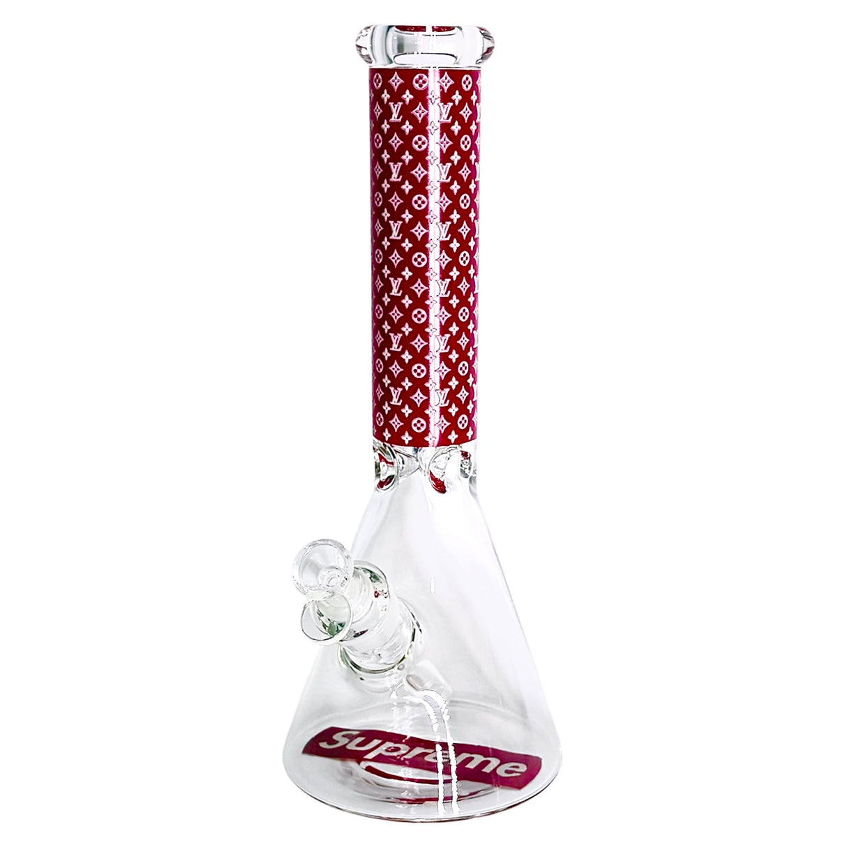 14" Stylish Glow-in-the-Dark Glass Bong – 7mm Thick Glass Bong Super Supplys Inc Red