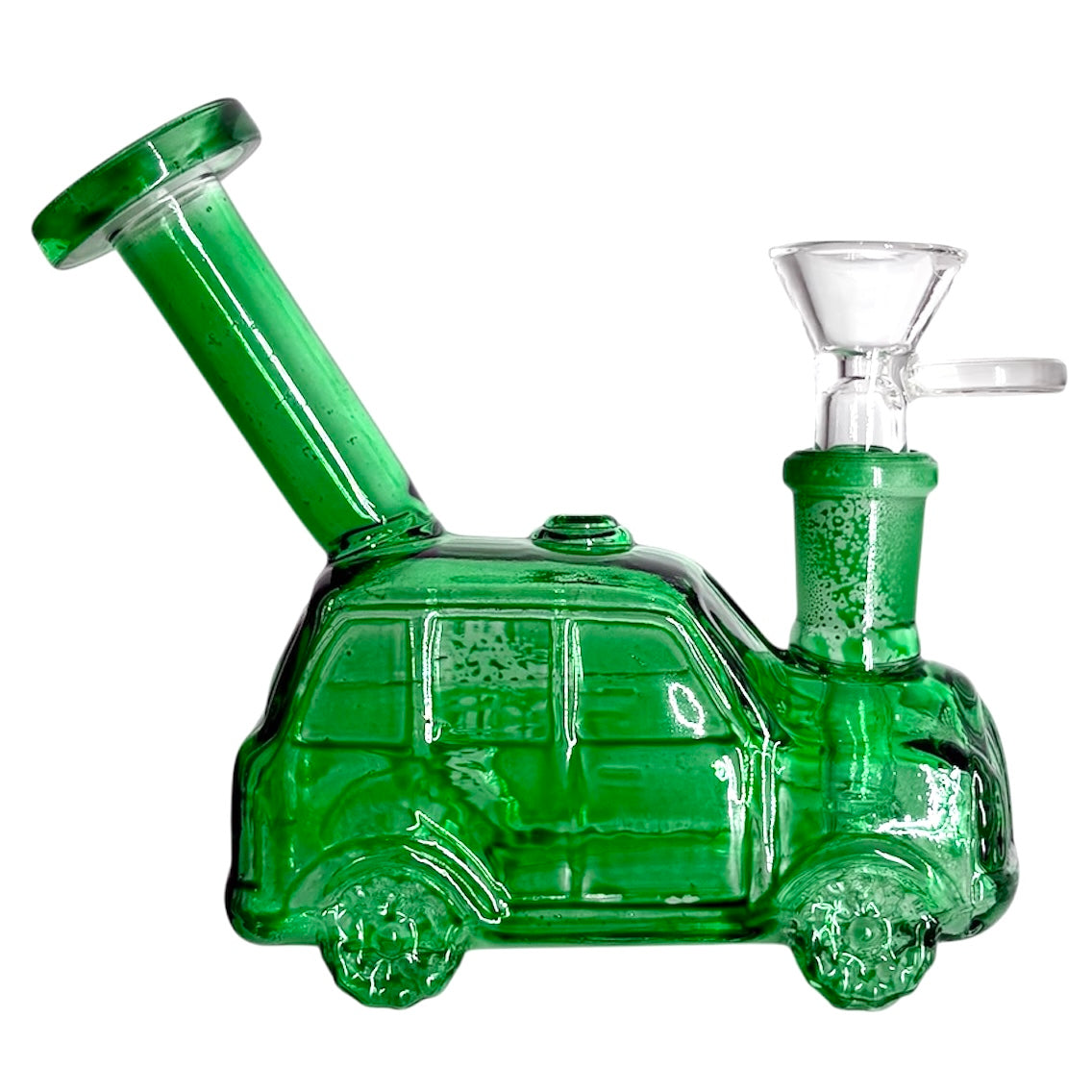 4-1/2" Car Shape Glass Bong – Compact & Stemless Glass Bong Fortune Green