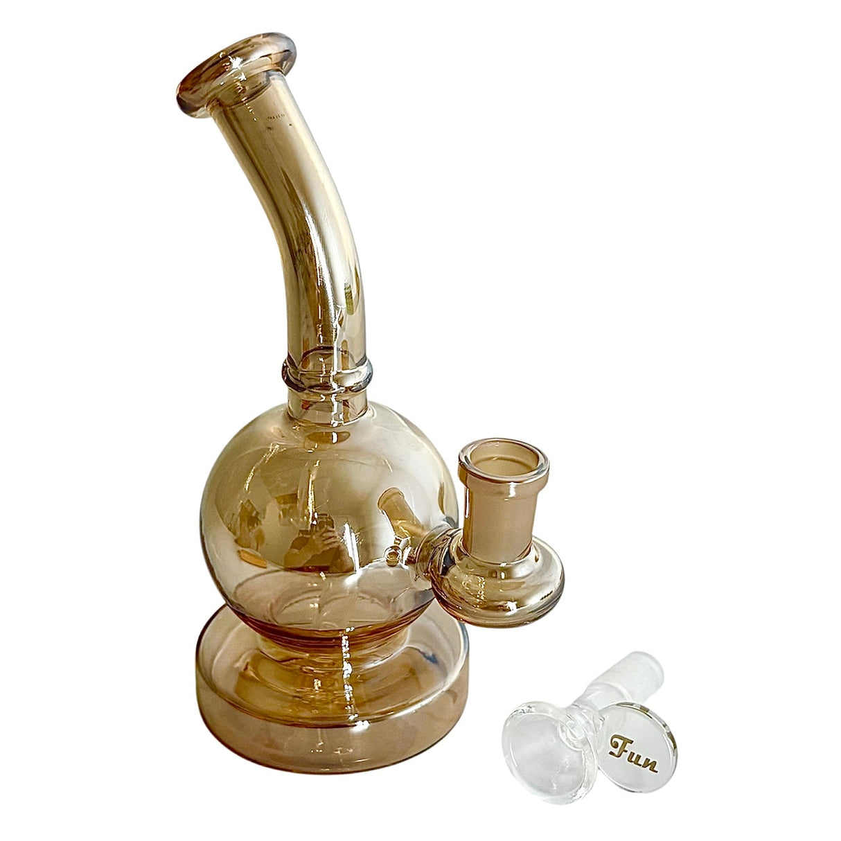 Fortune | 6-3/4" Ball Shape Electroplate Glass Bong – Compact & Stemless Glass Bong Fortune