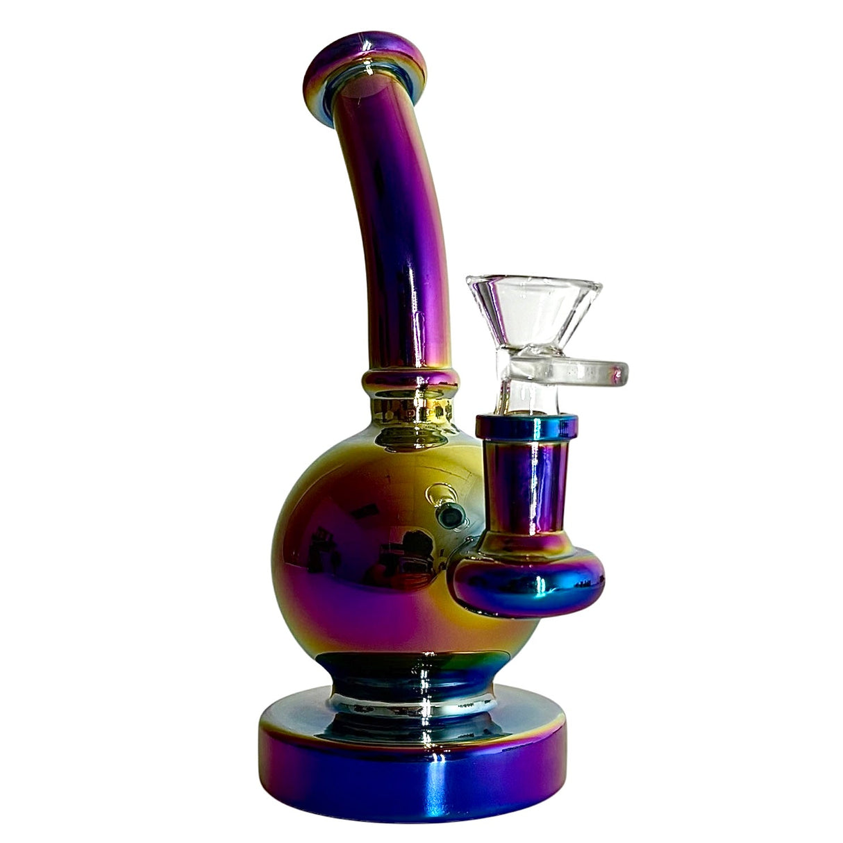Fortune | 6-3/4" Ball Shape Electroplate Glass Bong – Compact & Stemless Glass Bong Fortune Rainbow